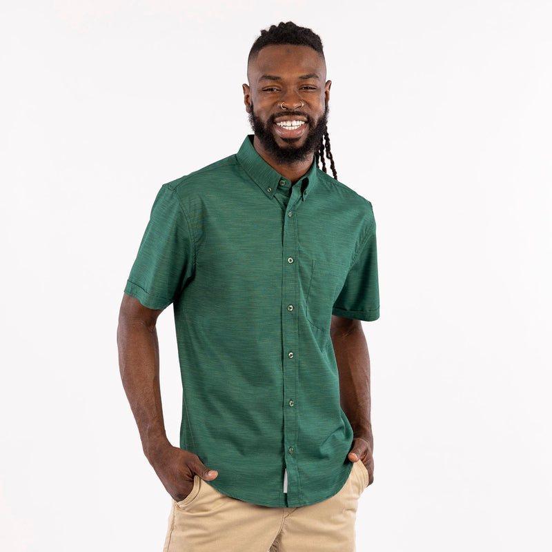RSVLTS Evergreen KUNUFLEX Short Sleeve Shirt in Green — detail 3