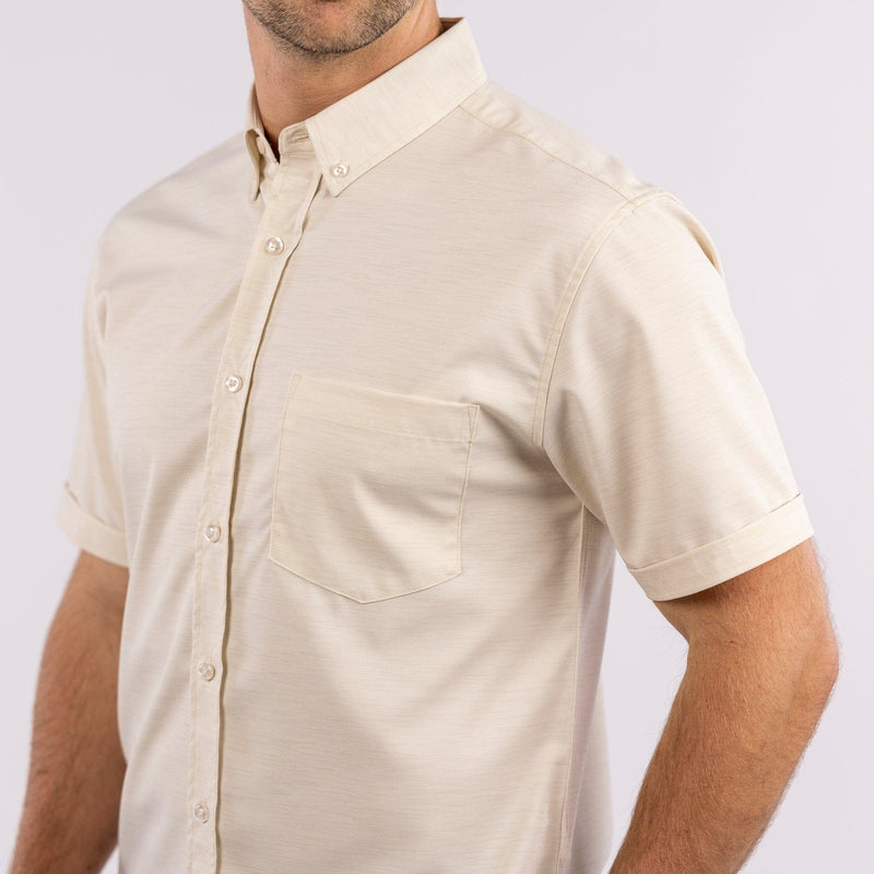 RSVLTS Cannoli KUNUFLEX Short Sleeve Shirt in Neutral — front view