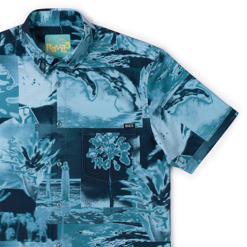 RSVLTS RSVLTS Surf House KUNUFLEX Short Sleeve Shirt in Blue — detail 2