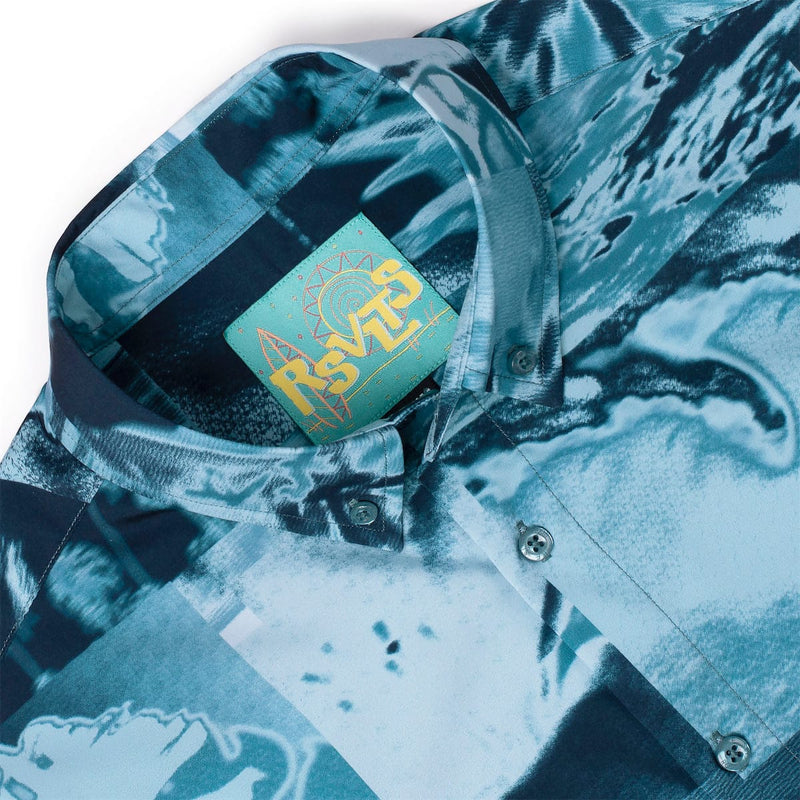 RSVLTS RSVLTS Surf House KUNUFLEX Short Sleeve Shirt in Blue — detail 6