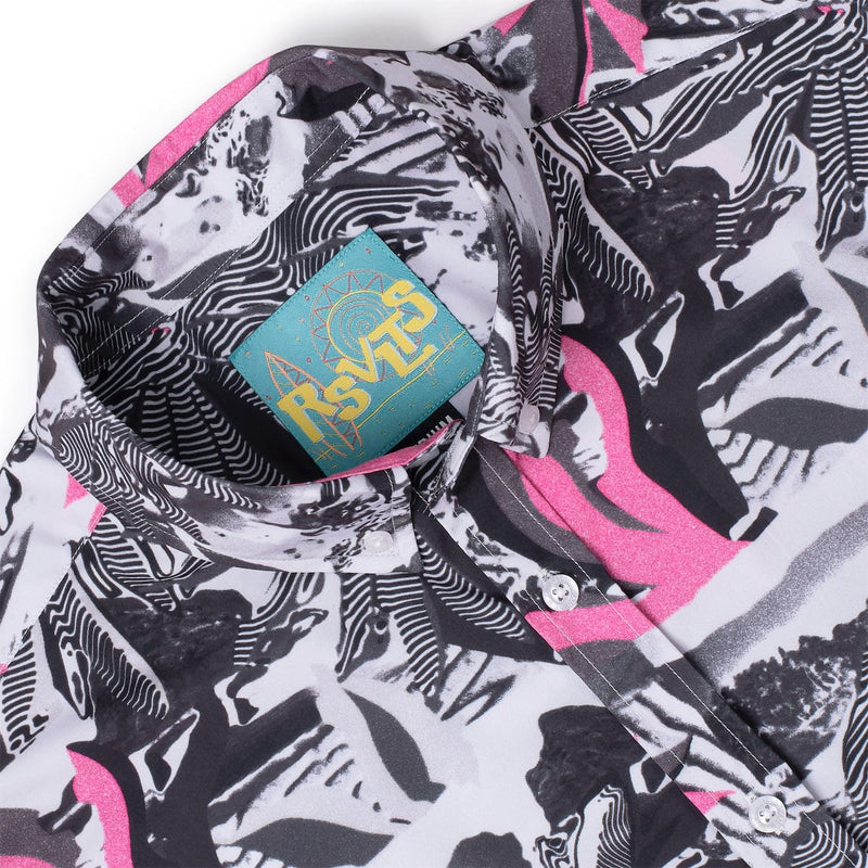 RSVLTS Totally Glitchin' KUNUFLEX Short Sleeve Shirt in Black — detail 6