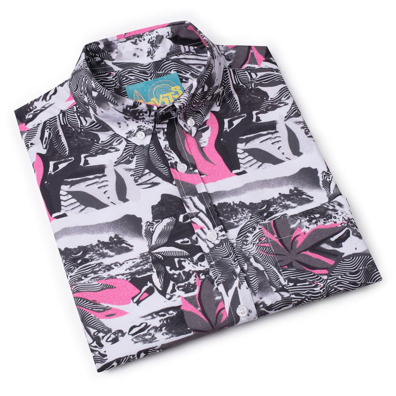 RSVLTS Totally Glitchin' KUNUFLEX Short Sleeve Shirt in Black — detail 8