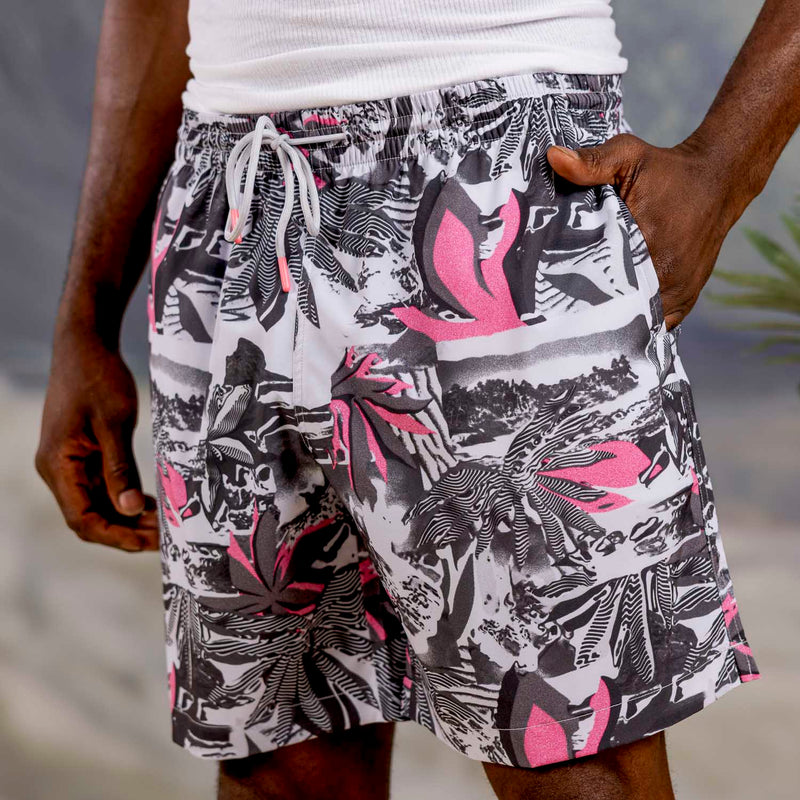 RSVLTS Totally Glitchin' Hybrid Shorts in Black — front view