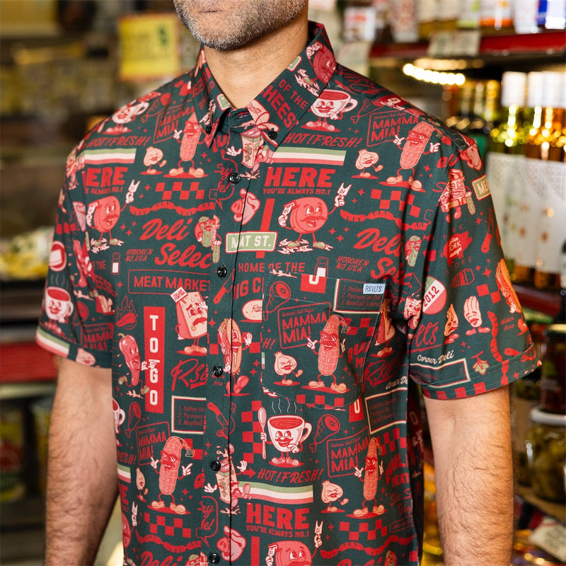 RSVLTS Let's All Go to the Deli KUNUFLEX Short Sleeve Shirt — front view