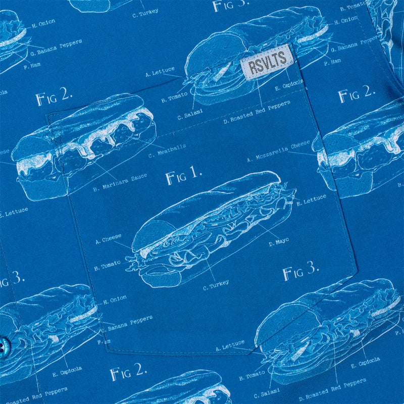 RSVLTS Sub Schematics KUNUFLEX Short Sleeve Shirt in Blue — detail 4