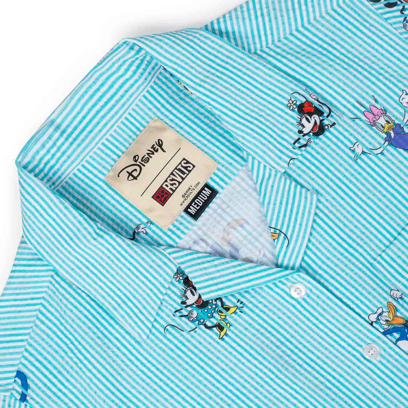 RSVLTS Limber Legends Women's Stretch Seersucker Short Sleeve Shirt in Blue — detail 6