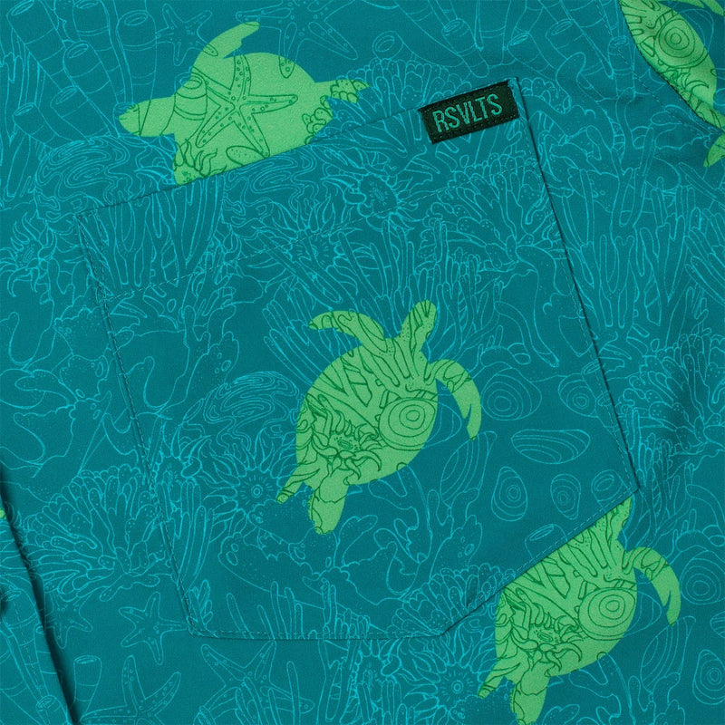 RSVLTS Turtle Tide KUNUFLEX Short Sleeve Shirt in Green — detail 4