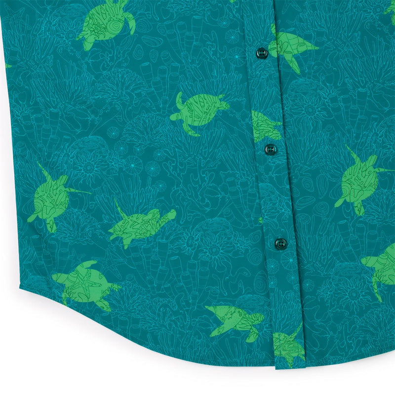 RSVLTS Turtle Tide KUNUFLEX Short Sleeve Shirt in Green — detail 8