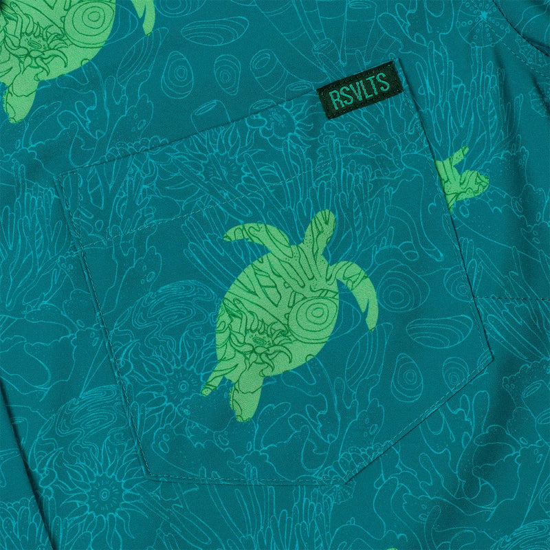 RSVLTS Turtle Tide Women's KUNUFLEX Short Sleeve Shirt in Green — detail 4