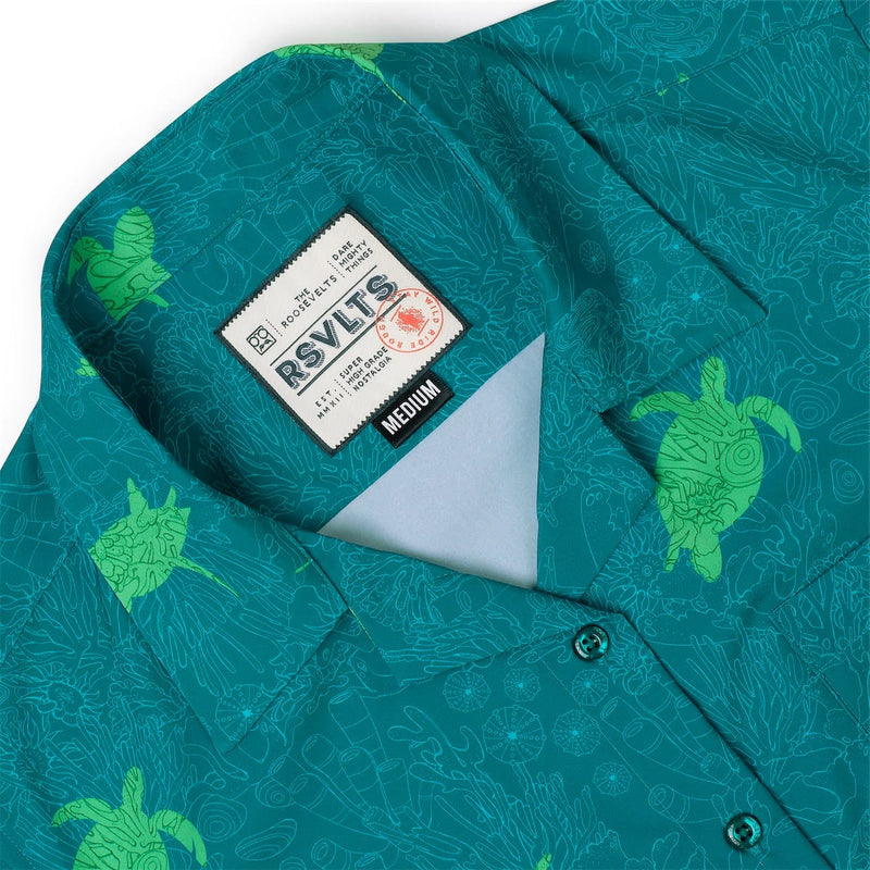RSVLTS Turtle Tide Women's KUNUFLEX Short Sleeve Shirt in Green — detail 6