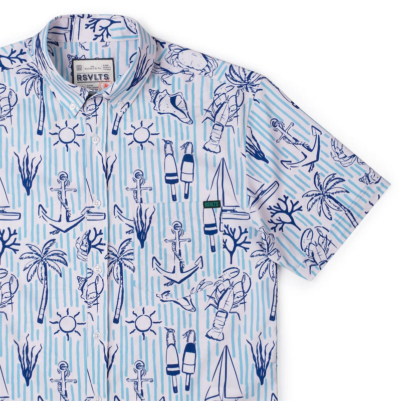 RSVLTS Harbor Life KUNUFLEX Short Sleeve Shirt in Blue — detail 2