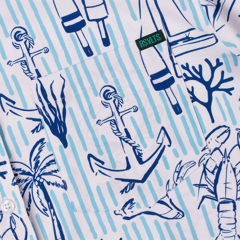 RSVLTS Harbor Life KUNUFLEX Short Sleeve Shirt in Blue — detail 4
