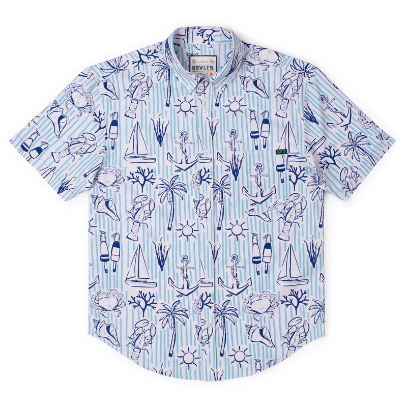 RSVLTS Harbor Life KUNUFLEX Short Sleeve Shirt in Blue — detail 5