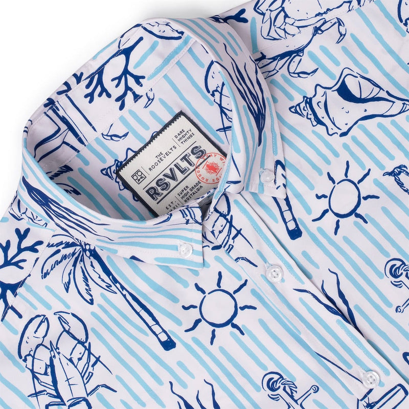 RSVLTS Harbor Life KUNUFLEX Short Sleeve Shirt in Blue — detail 6