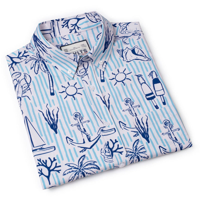 RSVLTS Harbor Life KUNUFLEX Short Sleeve Shirt in Blue — detail 8