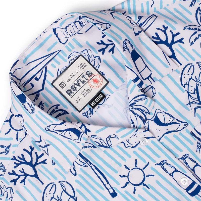 RSVLTS Harbor Life Women's KUNUFLEX Short Sleeve Shirt in Blue — detail 6