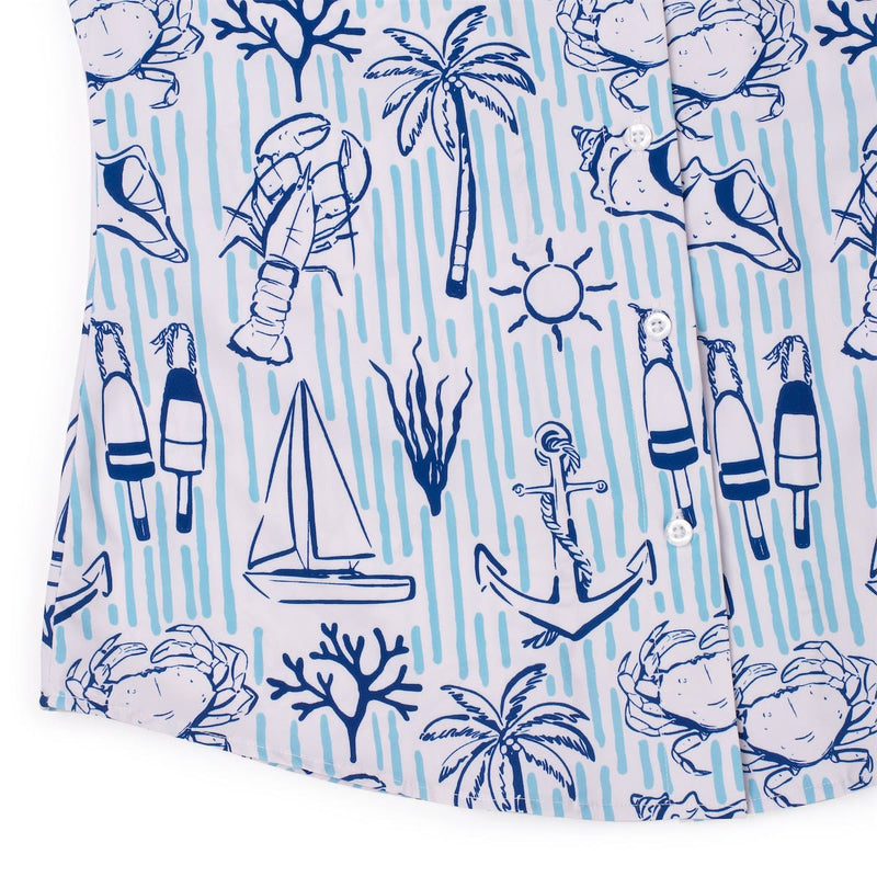 RSVLTS Harbor Life Women's KUNUFLEX Short Sleeve Shirt in Blue — detail 7