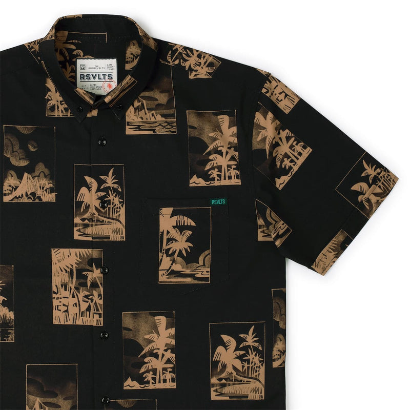 RSVLTS Golden Hour KUNUFLEX Short Sleeve Shirt in Black — detail 2