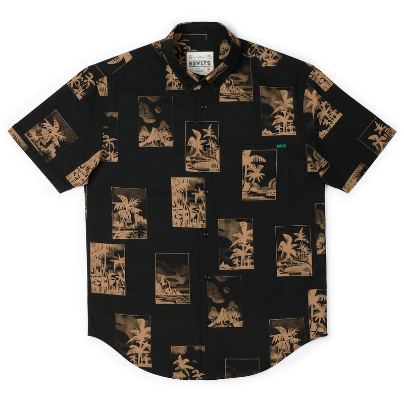 RSVLTS Golden Hour KUNUFLEX Short Sleeve Shirt in Black — detail 6