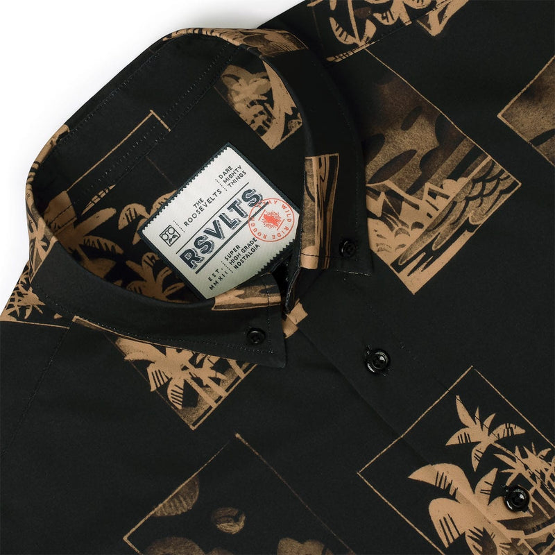 RSVLTS Golden Hour KUNUFLEX Short Sleeve Shirt in Black — detail 7