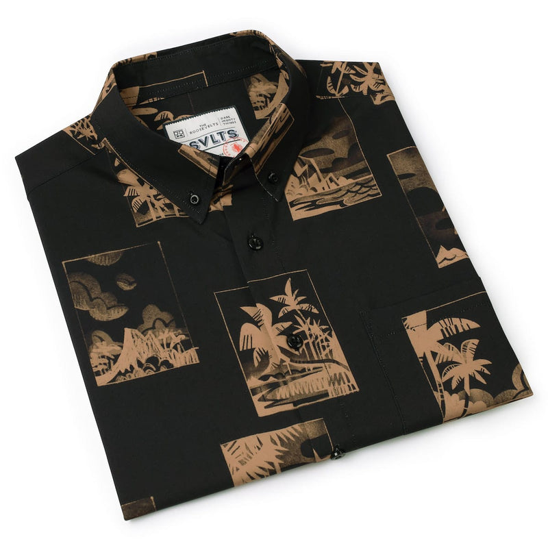 RSVLTS Golden Hour KUNUFLEX Short Sleeve Shirt in Black — detail 9