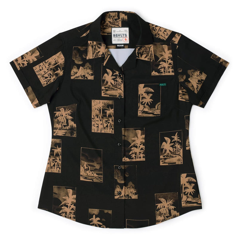 RSVLTS Golden Hour Women's KUNUFLEX Short Sleeve Shirt in Black — detail 2