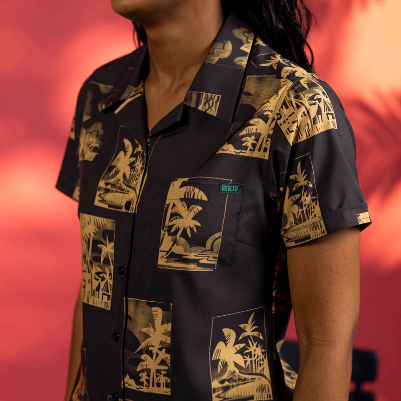 RSVLTS Golden Hour Women's KUNUFLEX Short Sleeve Shirt in Black — detail 3