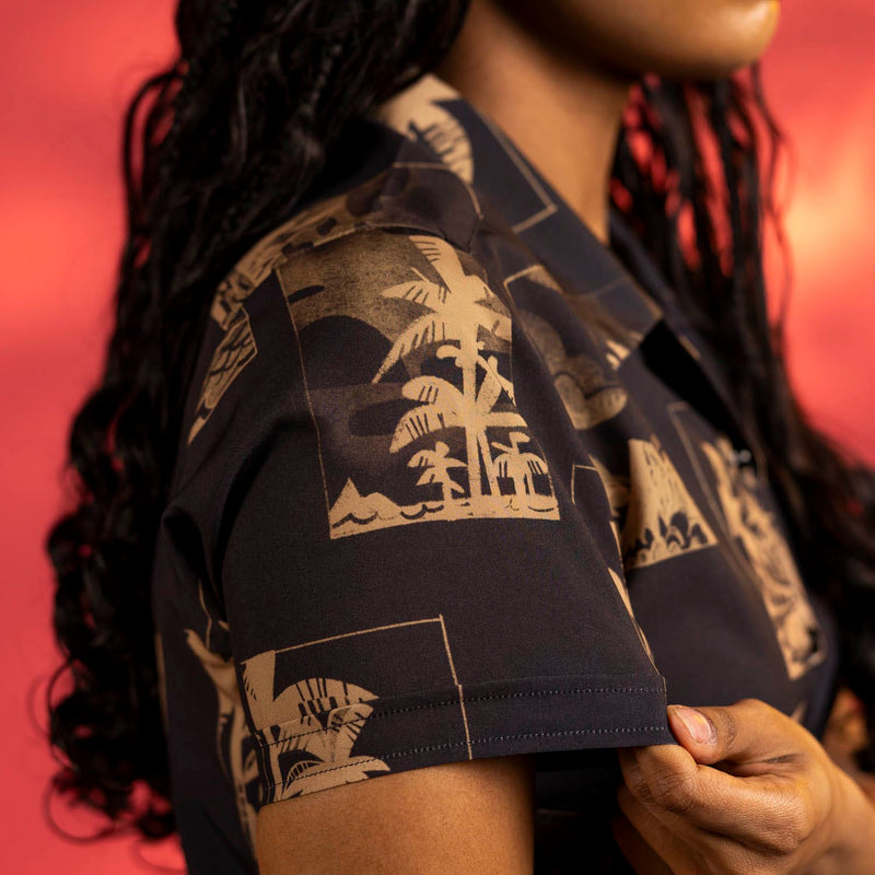 RSVLTS Golden Hour Women's KUNUFLEX Short Sleeve Shirt in Black — detail 5