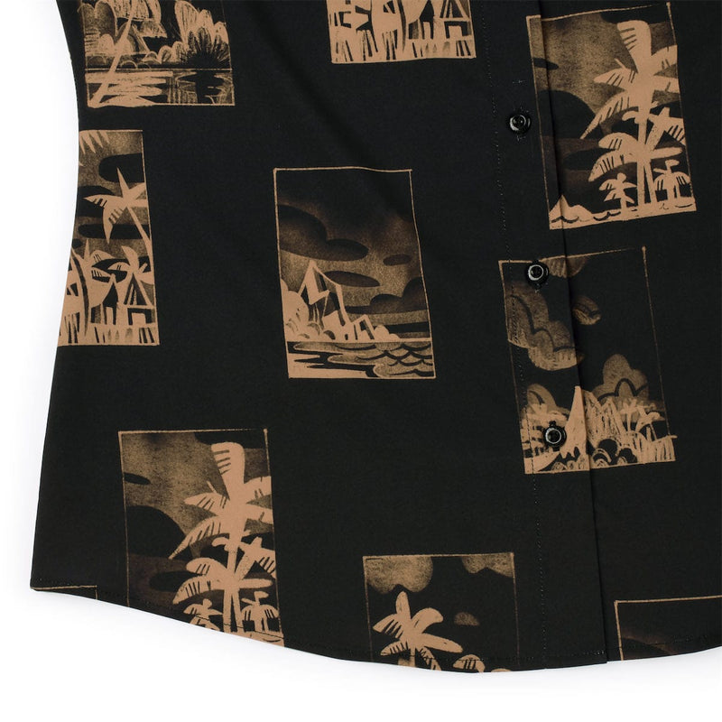 RSVLTS Golden Hour Women's KUNUFLEX Short Sleeve Shirt in Black — detail 7