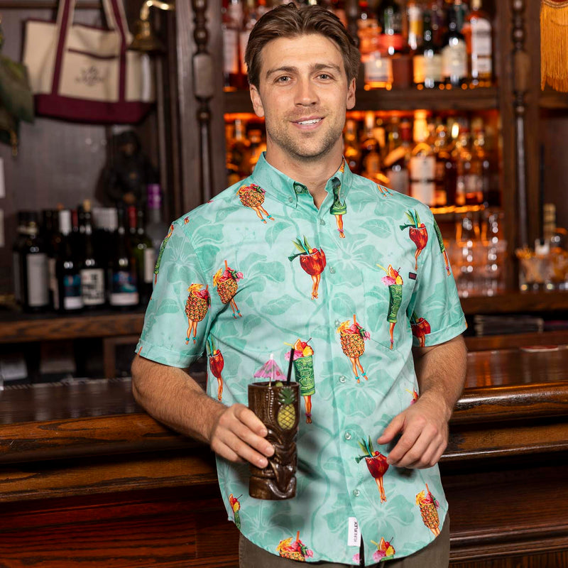 RSVLTS Pin-Up Punch KUNUFLEX Short Sleeve Shirt in Green — detail 3