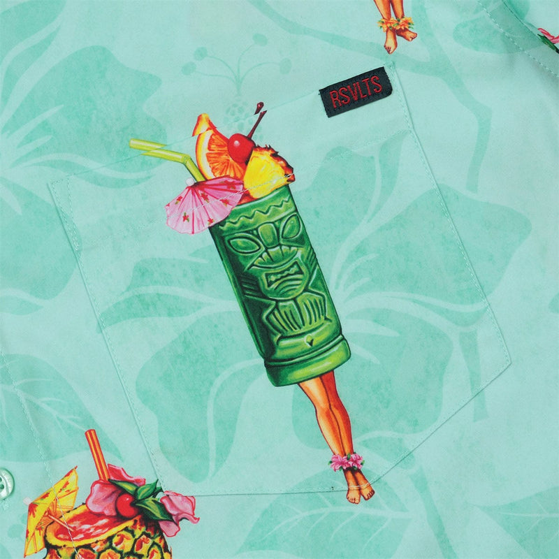 RSVLTS Pin-Up Punch KUNUFLEX Short Sleeve Shirt in Green — detail 4