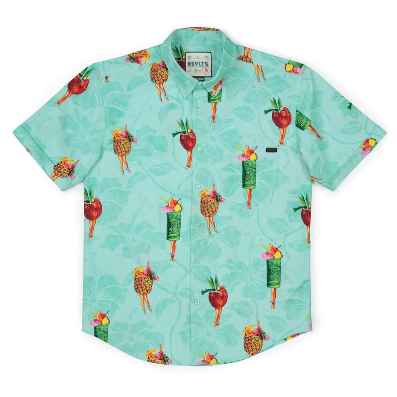 RSVLTS Pin-Up Punch KUNUFLEX Short Sleeve Shirt in Green — detail 5