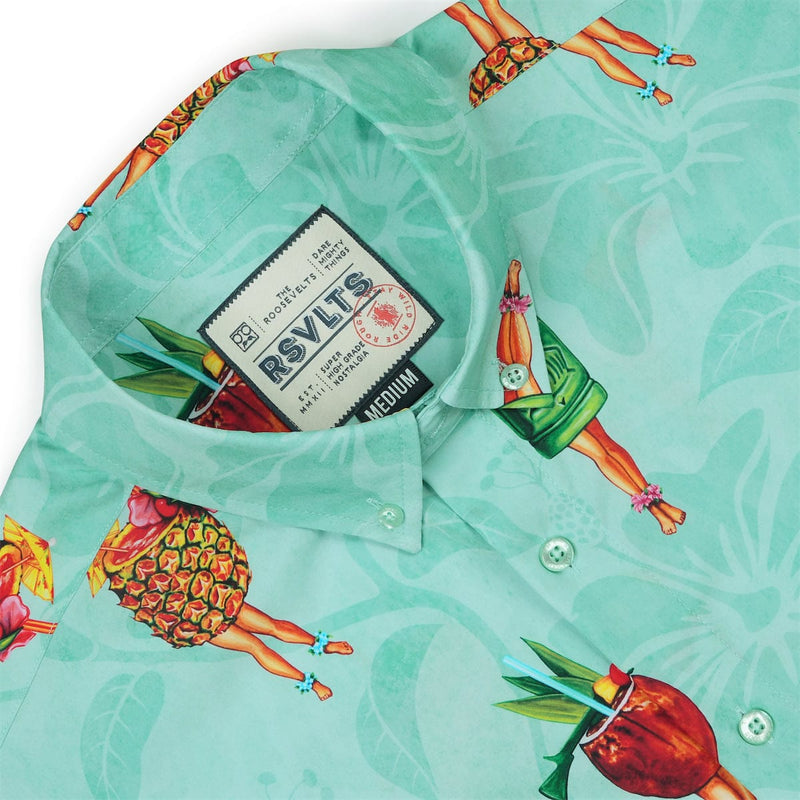 RSVLTS Pin-Up Punch KUNUFLEX Short Sleeve Shirt in Green — detail 6