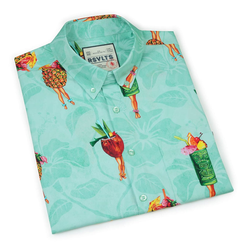 RSVLTS Pin-Up Punch KUNUFLEX Short Sleeve Shirt in Green — detail 8