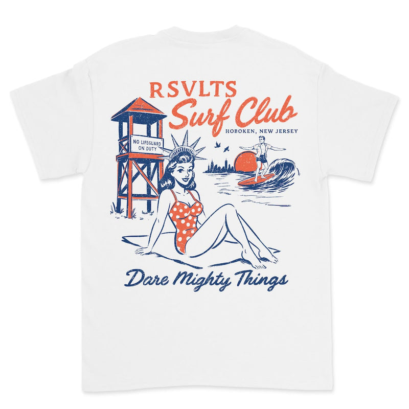 RSVLTS RSVLTS Surf Club Crewneck Tee in White — detail 4