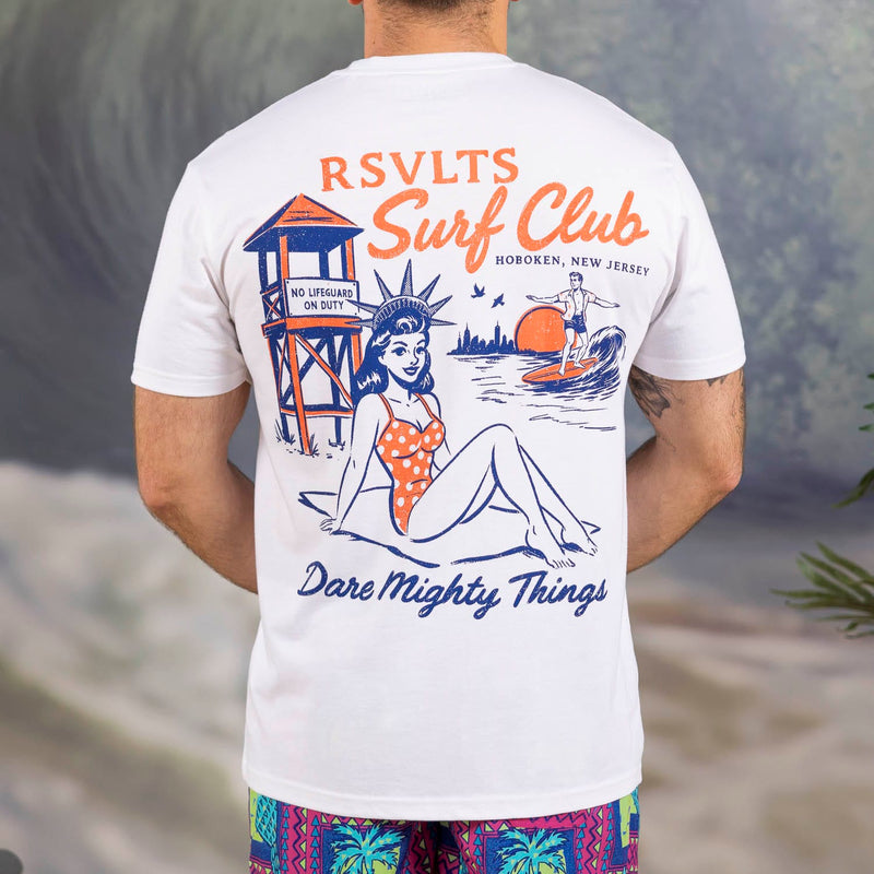 RSVLTS RSVLTS Surf Club Crewneck Tee in White — detail 5