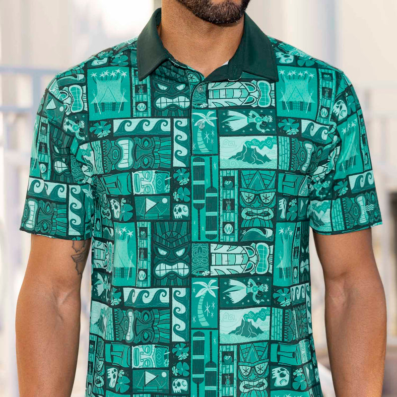 RSVLTS Tiki All-Day Polo in Green — front view