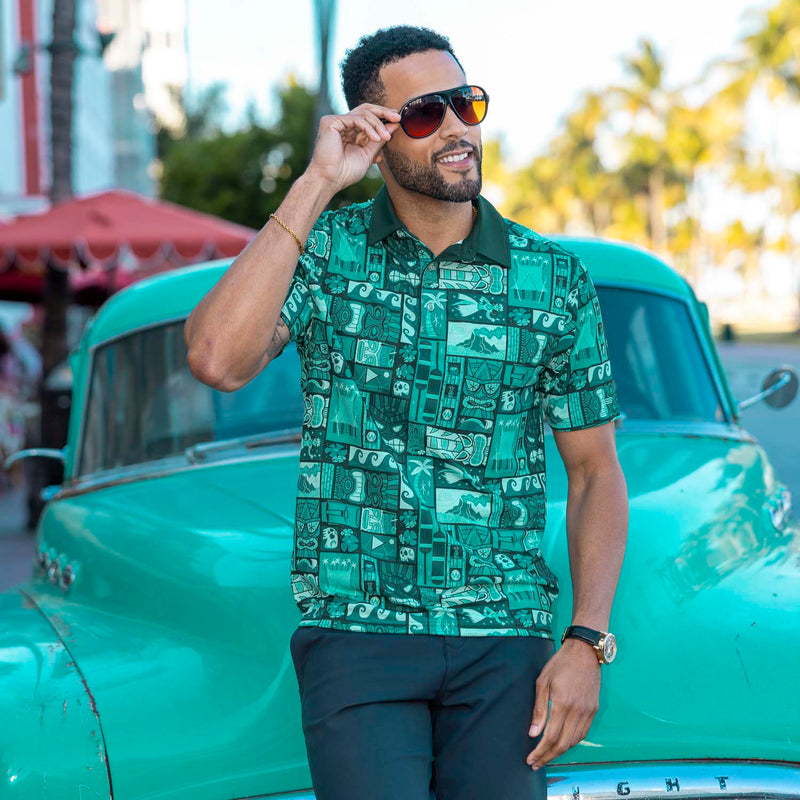 RSVLTS Tiki All-Day Polo in Green — detail 3