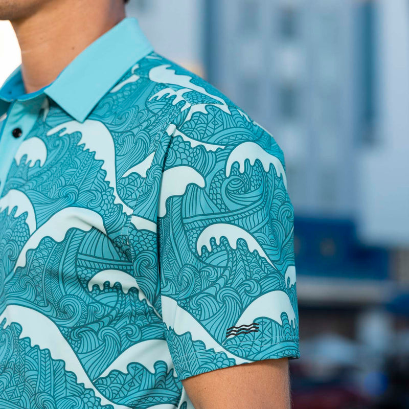 RSVLTS Samoa Waves (Teal) All-Day Polo in Blue — detail 5