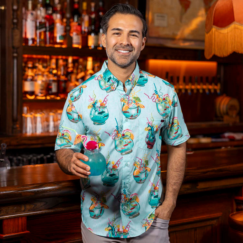 RSVLTS Gone Sippin' KUNUFLEX Short Sleeve Shirt in Blue — detail 3