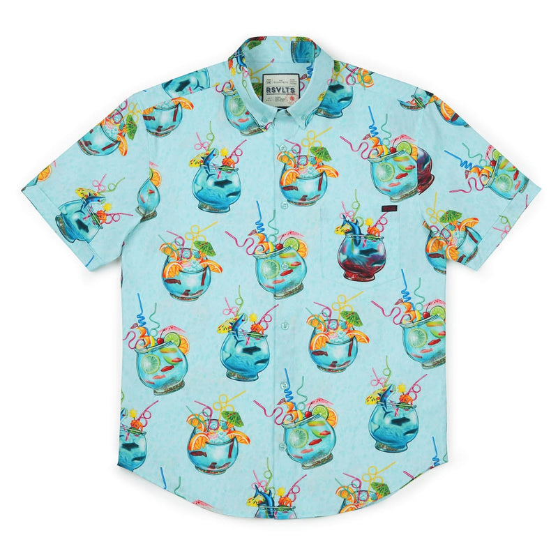 RSVLTS Gone Sippin' KUNUFLEX Short Sleeve Shirt in Blue — detail 5
