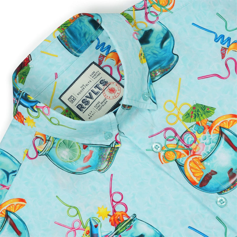 RSVLTS Gone Sippin' KUNUFLEX Short Sleeve Shirt in Blue — detail 6