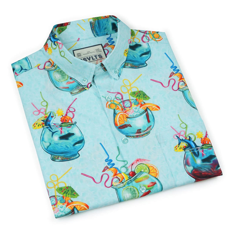 RSVLTS Gone Sippin' KUNUFLEX Short Sleeve Shirt in Blue — detail 8