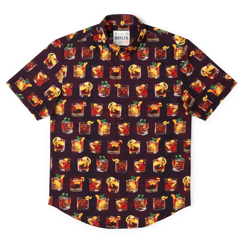RSVLTS Good Old Fashioned KUNUFLEX Short Sleeve Shirt in Brown — detail 5