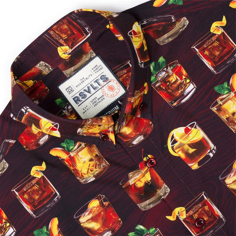 RSVLTS Good Old Fashioned KUNUFLEX Short Sleeve Shirt in Brown — detail 6