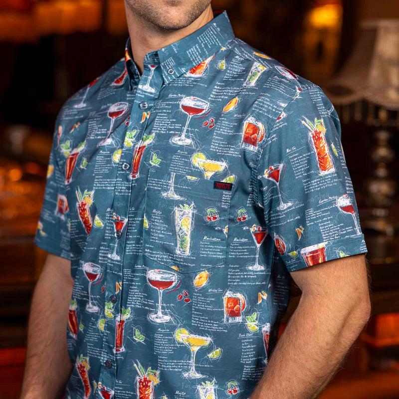 RSVLTS Bar Necessities KUNUFLEX Short Sleeve Shirt in Blue — front view