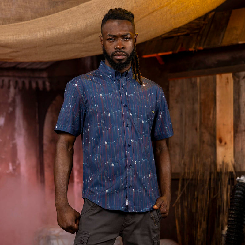 RSVLTS Fleet in Formation KUNUFLEX Short Sleeve Shirt in Blue — detail 4