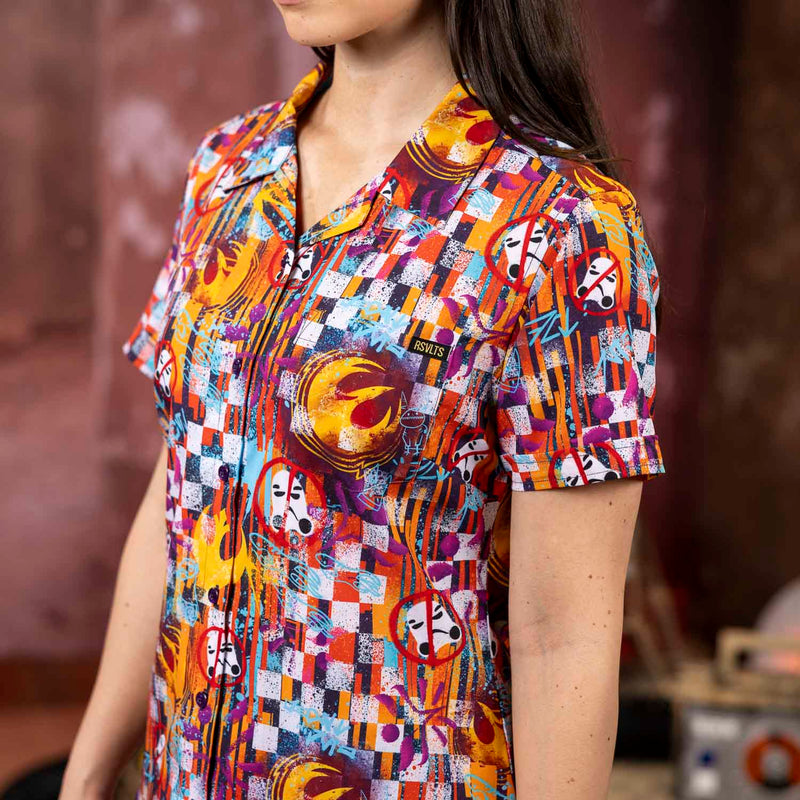 RSVLTS Sabine Wuz Here Women's KUNUFLEX Short Sleeve Shirt in Multicolor — detail 3