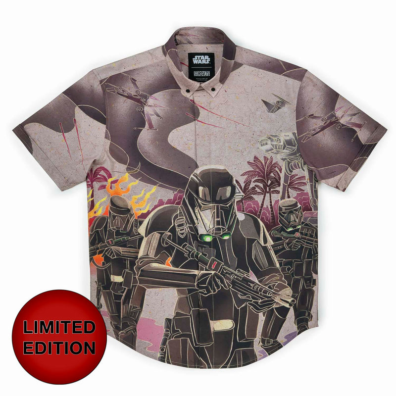 RSVLTS Death on the Dunes KUNUFLEX Short Sleeve Shirt in Gray — front view