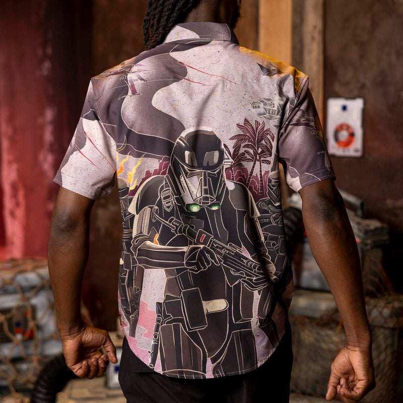 RSVLTS Death on the Dunes KUNUFLEX Short Sleeve Shirt in Gray — detail 4